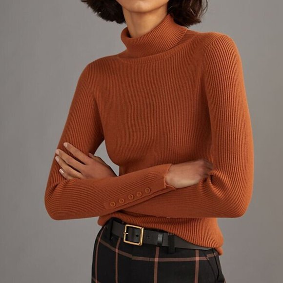 - Anthropologie Maeve Button-Sleeve Turtleneck sweater top new with tag XL - Picture 3 of 8